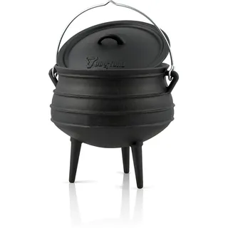 BBQ-Toro Potjie | Gusseisen Hexenkessel Potjie #3, ca. 8 Liter | Guss Kochtopf mit Füßen | Südafrikanischer Dutch Oven | Kochtopf für offenes Feuer, Gusseisen Schmortopf mit Deckel | Fleischtopf