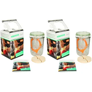 Weck Le Parfait Drahtbügelglas 1000 ml (inkl. Gummiring, Glas zum Fermentieren/einmachen, Einmachglas mit Rezept-Heft) 44840 (Packung mit 2)
