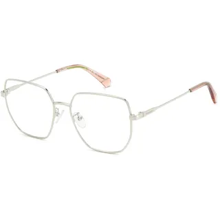 Polaroid Quadratisch Metall Brillen in Palladium für Damen, Brille mit Sehstärke, optional mit Sonnenbrillen tönung oder Blaulichtfilter (Modell PLD D508/G)