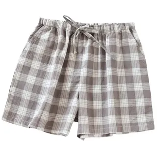 LAPOOH Kurze Damen Pyjamahose Aus Baumwolle, Damen Lounge Hose, Karierte Schlafshorts Zum Schlafen, Fitnessstudio, Laufen Mit Taschen Und Kordelzug, Schlaf Shorts, Pyjama Hose