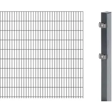 Alberts 641511 Doppelstabmattenzaun als Zaun-Komplettset | verschiedene Längen und Höhen | anthrazit | Höhe 183 cm | Länge 2,5 m