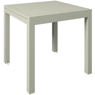 Ambia Garden Balkontisch , Beige , Metall, Glas , rechteckig , 160x80x75 cm , ausziehbar, wetterbeständig , Gartenmöbel, Gartentische, Klapptische
