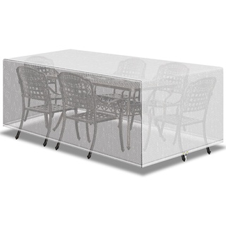 PATIO PLUS Outdoor-Möbel-Set Abdeckung, wasserdicht, Winddicht, Anti-UV, rechteckig, Gartentisch Abdeckungen für Patio Tisch und Stühle Set - Extra groß 250x210x90cm Transparent