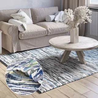 Myflair Ameer Handwebteppich 120 x 170 cm Blau/Grau