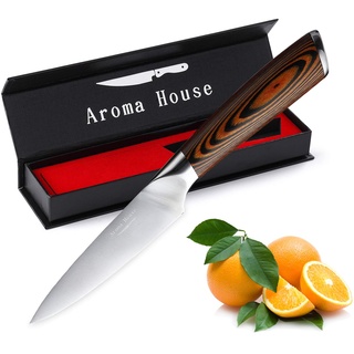 Aroma House Gemüsemesser scharf Schälmesser - Obstmesser Küchenmesser klein 4 zoll Kochmesser profi Messer, Schmiedestücke aus Deutschem Kohlenstoffstahl Ergonomischer mit Geschenkbox