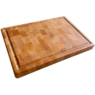 INNOVAHOME Stirnholz Schneidebrett 40x28 cm - Profi Metzgerblock Eiche