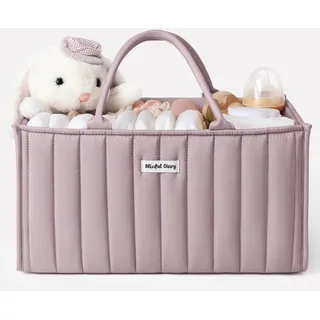 Blissful Diary Wickeltisch-Organizer, Wickelkorb für die Wickelstation, Stilvoller Wickelorganizer für Babybedarf, Unverzichtbares Geschenk zur Geburt und für die Baby-Wunschliste,Mauve-Rosa