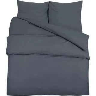 vidaXL Bettwäsche-Set Anthrazit 155x220 cm Leichte Mikrofaser - Grau