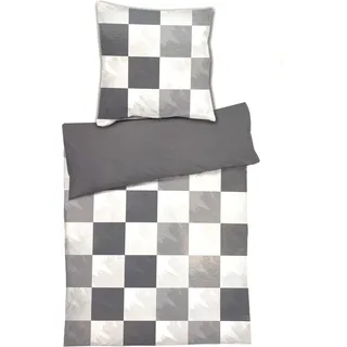 heimtexland ® Bettwäsche Set 80x80 200x135 aus kuschelig weichem Microfaser Fleece Allergiker Bettbezug Typ785 Karo