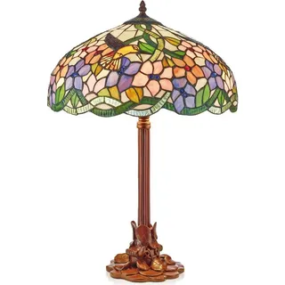 Casa Padrino Tiffany Tischleuchte Mehrfarbig Ø 40 x H. 61 cm - Handgefertigte Hockerleuchte