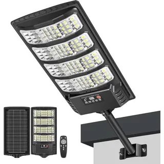 Solar-Strassenleuchte, 6500K starke Solar-Strassenbeleuchtung mit Bewegungsmelder und Fernbedienung, IP65 wasserdichter LED-Solar-Spot, für Gärten und Parkplätze. - Schwarz