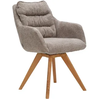 Linea Natura Armlehnstuhl , Taupe, Eichefarben , Holz, Textil , Eiche , vollmassiv , konisch, eckig , 59x86x69.5 cm , Stoffauswahl, Typenauswahl, Gestellauswahl, Sitzfläche 180° drehbar, automatische Rückholfunktion , Esszimmer, Stühle, Polsterstühle