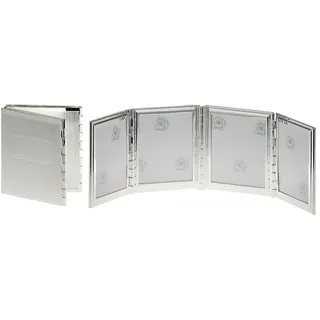 Klapprahmen"Family" Bilderrahmen Faden Fotorahmen versilbert Geschenk 4 Fotos