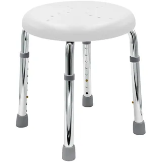 Sadena Badhocker , Weiß , Metall, Kunststoff , 50x34.9-52.5x50 cm , freistehend, höhenverstellbar, rutschfest , Badezimmer, Badezimmerausstattung, Badhocker & Duschhocker