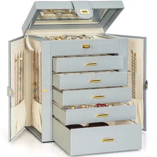 AKOZLIN Schmuckbox mit großem Spiegel