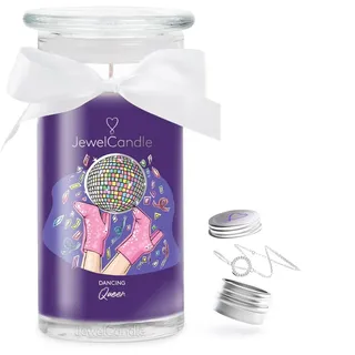 JuwelKerze Dancing Queen Armband Silber - große Schmuckkerze 80 Std - Duftkerze mit fruchtigem Duft - Kerze mit Schmuck Überraschung - Geschenke für Frauen
