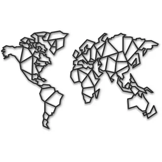 Beautiwall Geometrische Karte Moderne Wanddeko Metall Schwarz - Beschichtete Wandschmuck Metallbilder - Wohnzimmer Badezimmer Schlafzimmer Wand Deko Metalldekoration