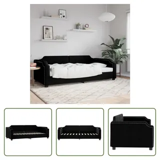 The Living Store Tagesbett Schwarz 80x200 cm Stoff - Schwarz