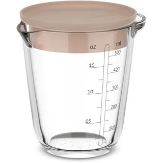 Mepal Messbecher Chef it 0,5 Liter aus Glas mit Deckel Chalk