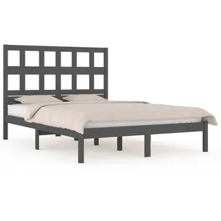 vidaXL Massivholzbett Grau Kiefer 200x200 cm - Grau