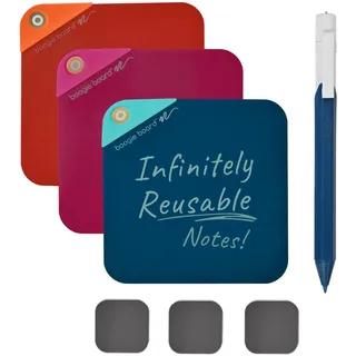 BOOGIE BOARD VersaNotes Starter-Set, wiederverwendbar, 3er-Pack, trocken abwischbar und Haftnotizen, Alternative für Zuhause und Büro, inklusive 3 VersaNotes, magnetische Montageplatten, sofortiges