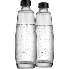 SodaStream 2 x 1l Glaskaraffe für DUO, Wassersprudler Zubehör, Transparent