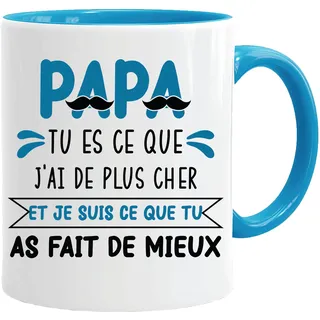 Papa Tasse | Papa tu es que J'ai de plus plus plus ich bin was du am besten gemacht hast | Geschenk für zukünftige Papa – Weihnachten Papa – Vatertag – Geburtstag Papa, Weiß