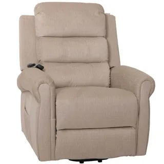 Mendler Fernsehsessel HWC-K63 Chenille 86 x 138 x 86 cm Weiß mit Liegefunktion/Massagefunktion