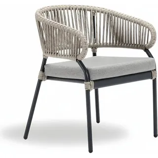 Gartensessel Rattansessel Hochwertig Rattansessel grau modern luxus Stil - Grau