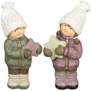 Ideen mit Herz Deko-Figuren Winterkinder | Weihnachts-Deko | Advent | 15 cm hoch | 2 Stück