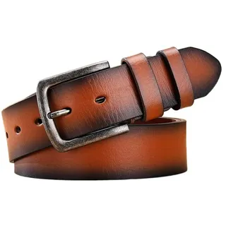 JOJOJ Vintage Echtes Leder Gürtel for Männer Luxus Rindsleder Casual Qualität Dornschließe Gürtel Männer(44in/110cm,Brown)