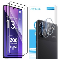 GEEMEE für Xiaomi Redmi Note 13 Pro Plus/Redmi Note 13 Pro+ 5G für Panzerglas, 2 Stück Schutzfolie mit 2 Stück KameraSchutz,9H Filmhärte Gehärtetem Schutzglas Empfindlichkeit Displayschutzfolie