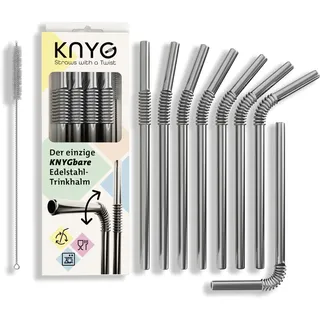 KNYG | Der einzige biegsame Edelstahl Strohhalm | Patentiert & Hygienezertifiziert | Strohhalme wiederverwendbar, Trinkhalme, Metallstrohhalme, Metall Stohhalm