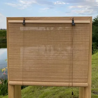 XiuXiu Bambusrollo Bambus Rollos Raffrollos Rollo aus Bambus aussenbereich sichtschutz Sonnenschutz Jalousie für Fenster und Türen,Hellbraun,B61 x H188 cm