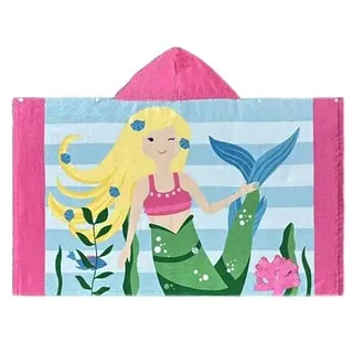 BANGSAUR Kinder-Badetuch mit Kapuze, 100% Baumwolle, 127x 76cm Wickel, Kinder, Kleinkinder, Mädchen, Jungen, 3–12 Jahre (Meerjungfrau mit blonden Haaren)