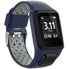 MCO Armband kompatibel Tom Tom,Silikon Uhrenbänder für Tomtom Runner 3 Armband/Runner 2/Spark 3/Adventurer/Golfer 2 (Blau&Grau)