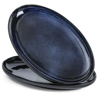 vicrays Servierplatte aus Keramik, extra groß, oval, 37,8 cm, Porzellan, Abendessenteller, langes Serviergeschirr-Set, unterhaltsame Party, Restaurant, Lebensmittel, Fleisch, Sushi, Fisch
