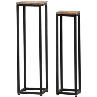 GILDE 2er Set Deko-Säule aus Metall - quadratisch - Höhe 90cm x Breite 25cm - braun/schwarz - Säule zum Dekorieren