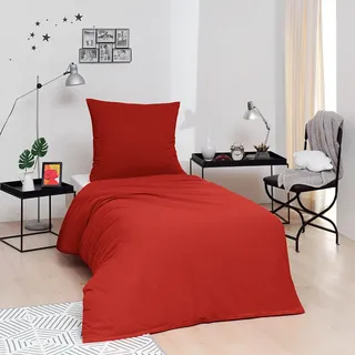 Brielle Flanell Bettwäsche Set aus 100% Baumwolle mit 155 x 220 + 80 x 80 cm Bordeaux - bordeaux