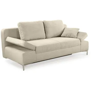 luma-home Schlafcouch Cord 2-Sitzer Beige/Grau