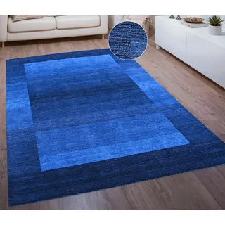 Wollteppich THEKO "Gabbeh Super, Handweb, auch als Läufer erhältlich, reine Wolle" Gr. 5, blau (dunkelblau), B:200cm H:9mm L:200cm, Wolle, Teppiche, Wollteppich, Schlafzimmer, Wohnzimmer, Esszimmer, auch als Bettumrandung