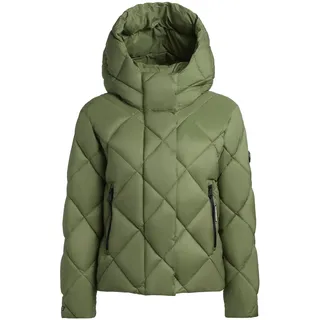 Steppjacke KHUJO "Steppjacke Lilian", Damen, Gr. M, grün (fern grün), Obermaterial: 100% Nylon NY.  Obermaterial: Futter: 100% Nylon NY. 100% Polyester PES., gerade hüftbedeckend, hoch geschlossener Ausschnitt, eng Rippstrickbündchen, Jacken Steppjacke, Damen Winterjacke mit Karo-Steppung