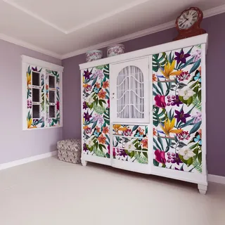 kina - RA0064 Klebefolie für Möbel und Wände kratzfest wasserdicht Wandaufkleber Blumen PVC Tapete für Wand Haushaltsgeräte Küche Badezimmer
