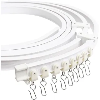 AROMUJOY Flexible Decken-Vorhangschiene, 3 Meter/9.84ft Gardinenschiene Deckenmontage mit Stummen Rollen, Gebogene Deckenschiene, Deckenvorhangschiene für Fenster Vorhänge Duschvorhang Krankenhaus