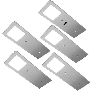 HKT Unterbauleuchten-Set , Alufarben , Metall, Kunststoff , 5-teilig , 7x0.5x19 cm , Küchen, Küchenausstattung