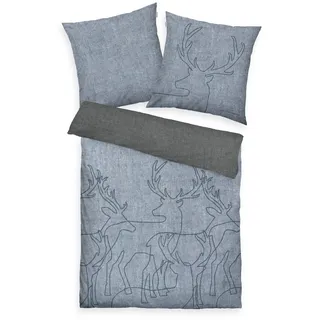 TOM TAILOR HOME Wendebettwäsche »Lennart, Melange-Flanell« 2 Stk. tlg., blau