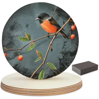 Belle Vous 8x Runde Holzscheiben zum Basteln mit Schleifblock - Baumscheibe 30 cm Durchmesser- 3 mm Dick - Natürliche Holzplättchen Rund Ausschnitte für Kunst, Schild Plaque, Ornamente oder als Deko