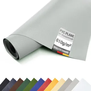 Pvc Plane verschiedene Farben ohne ÖSEN 610g/ m2 matt Gewebeplane LKW - Grau RAL7042 - 6m x 2,5m