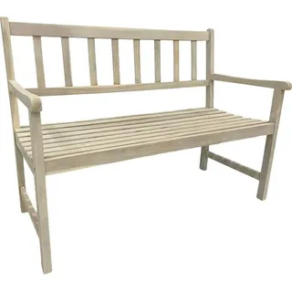 Gartenbank Sitzbank Bank Holzbank Parkbank 2-Sitzer Akazienholz Weiß lasiert - Weiß