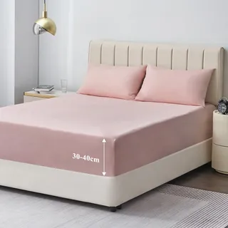 Aisbo Spannbettlaken 180x200cm Bettlaken Boxspringbett - Bett Laken Rosa 180x200 aus Premium Mikrofaser, weiches Spannbetttuch 180 x 200 Steghöhe 40cm für Wasserbett Bed Fitted Sheet
